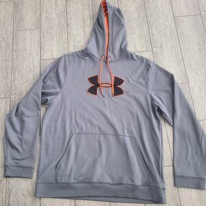 Under Armour Gray & Orange Logo Hoodie Pullover Sweatshirt Men’s XL Loose Fit